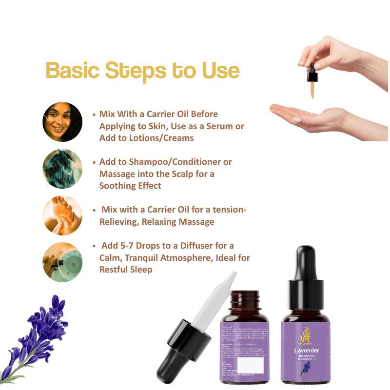 Lavender Essential Oil for Shiny Hair, Skin, Good Sleep & Aromatherapy