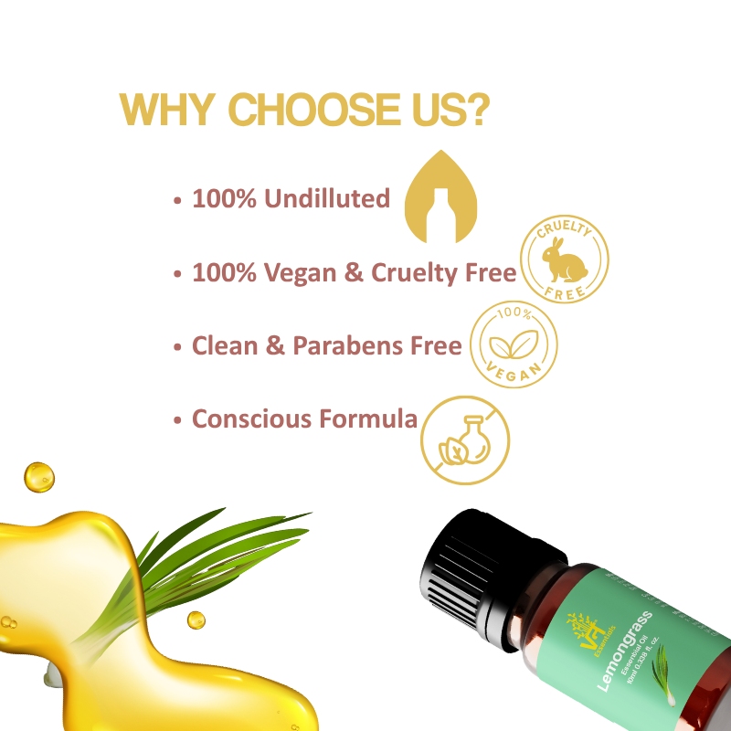 Lemongrass Essential Oil for Shining Hair & Glowing Skin |Hydrates Skin Improves Hair Texture