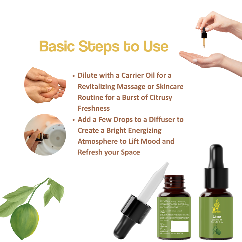 Lime Essential Oil for Skin, Hair, Difusers | Uplifts Mood & Sharper Focus