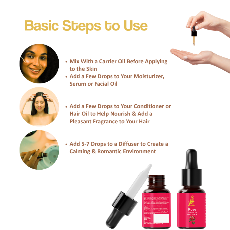 Rose Essential Oil for Diffuser, Improves Even Skin Tone