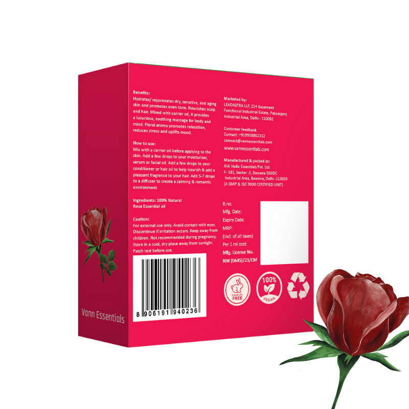 Rose Essential Oil for Diffuser, Improves Even Skin Tone