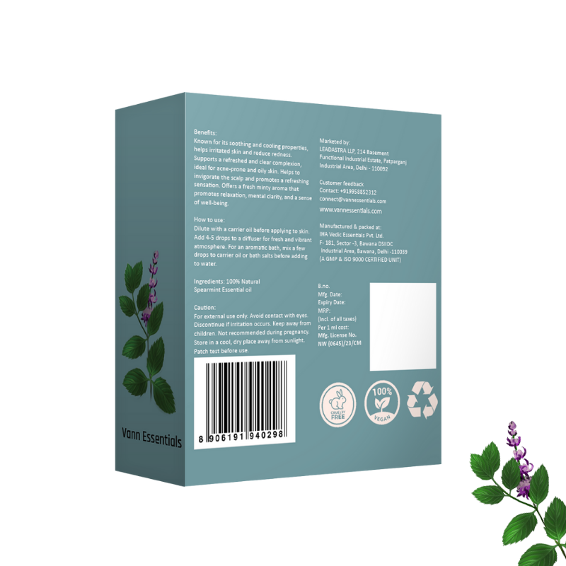 Spearmint Essential Oil for Aromatherapy, Hair, Skin & Body