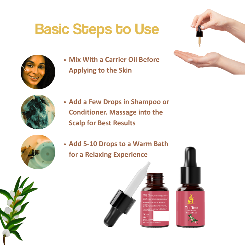 Tea Tree Essential Oil for Clear Scalp & Dandruff | Skin & Acne