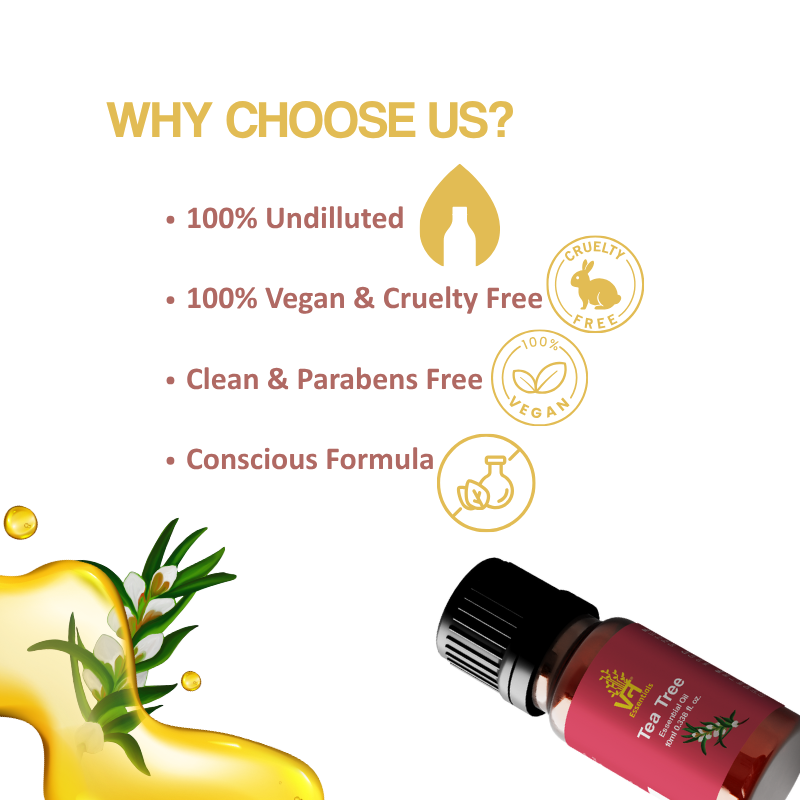 Tea Tree Essential Oil for Clear Scalp & Dandruff | Skin & Acne