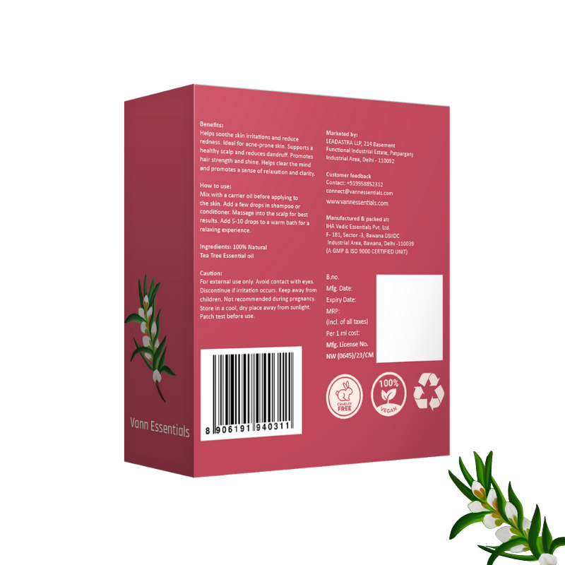 Tea Tree Essential Oil for Clear Scalp & Dandruff | Skin & Acne